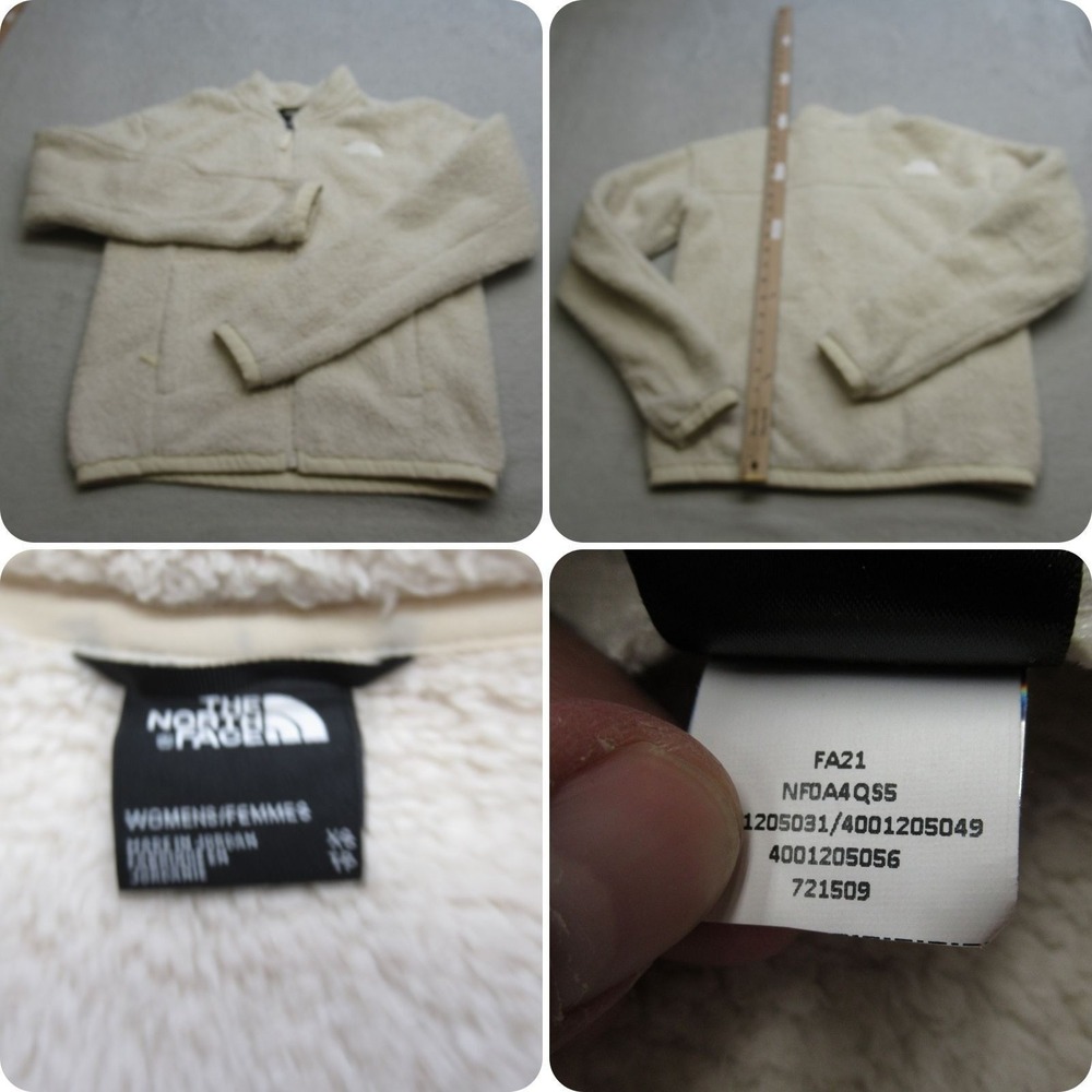 The North Face Jacket Women XS Cream Fuzzy Full Zip Groveland Sherpa Bomber